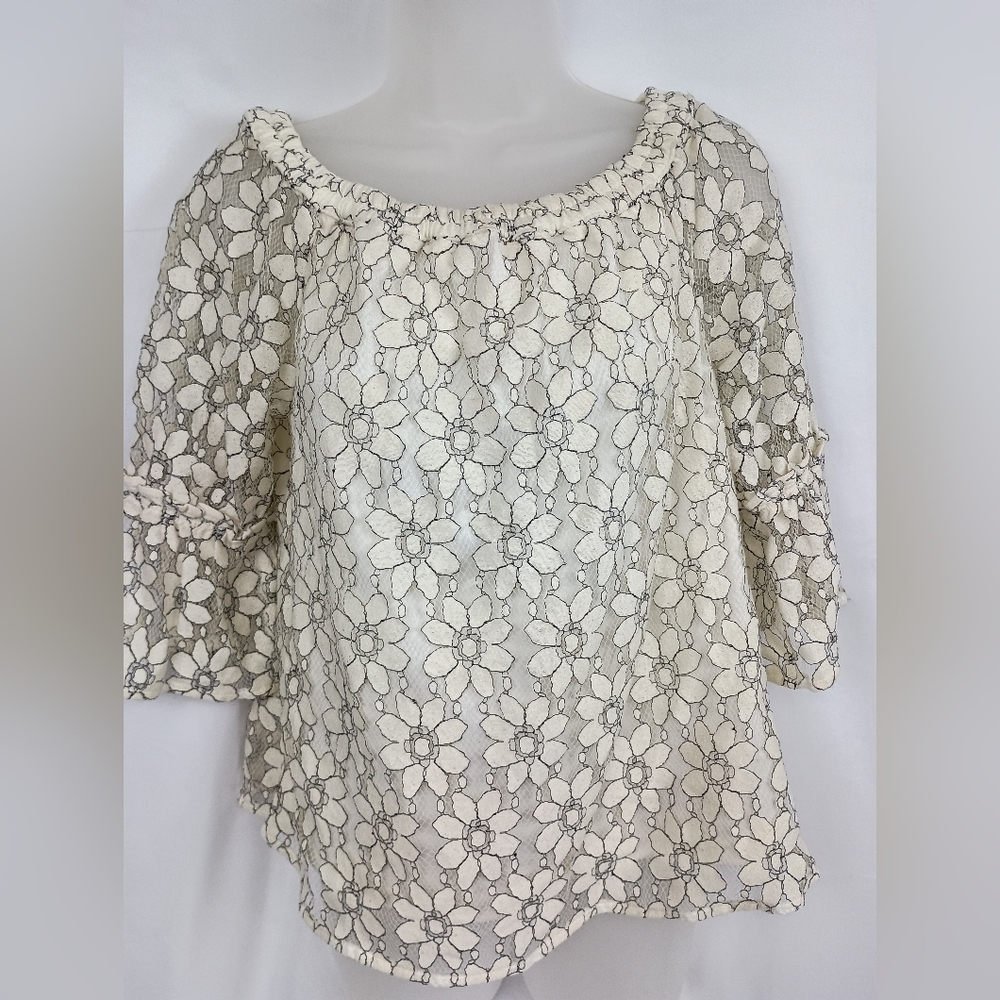 Maurices Cute White Daisy Lace Cottagecore‎ Office Summer Top(#1,282)